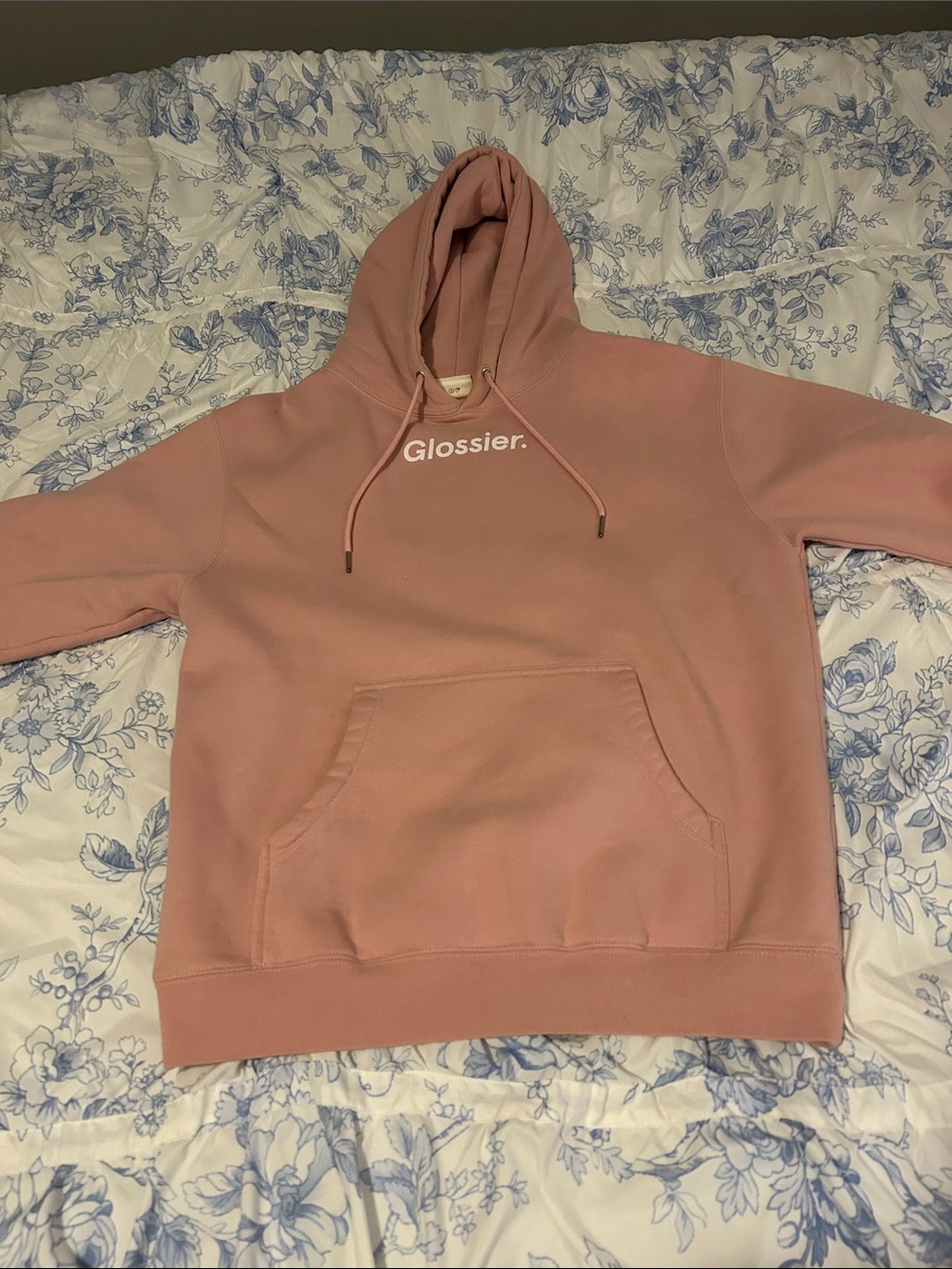 Glossier Dusty Pink Logo Pullover Hoodie - Picture 1 of 2